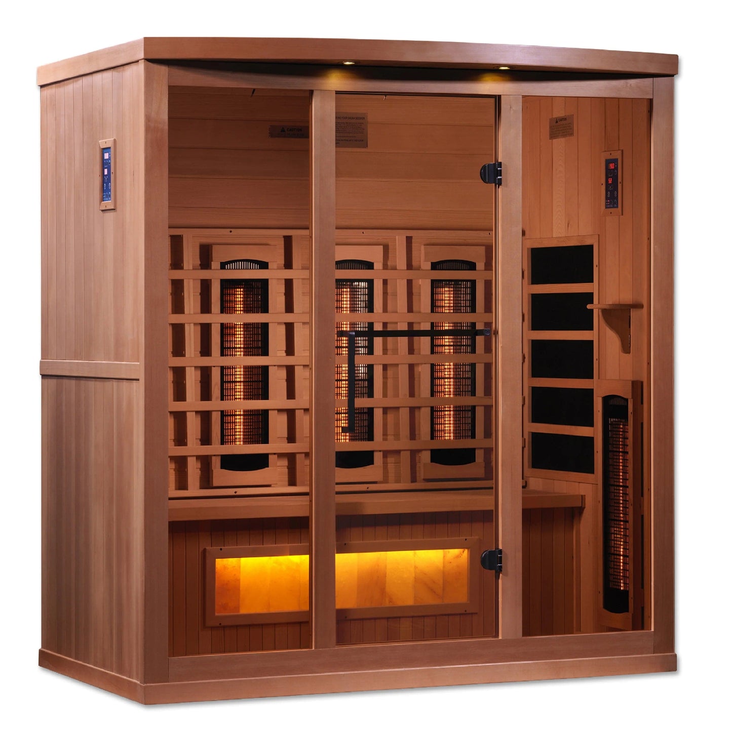 Golden Designs 4-Person Full Spectrum PureTech™ Near Zero EMF FAR Infrared Sauna with Himalayan Salt Bar (Canadian Hemlock) GDI-8040-02