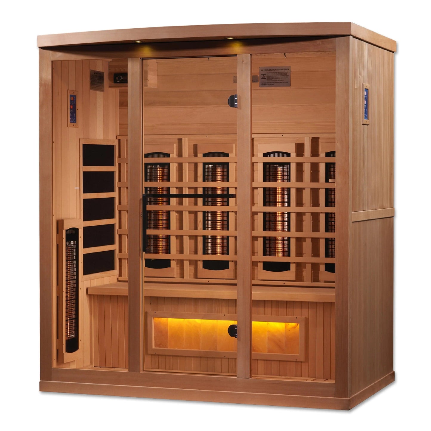 Golden Designs 4-Person Full Spectrum PureTech™ Near Zero EMF FAR Infrared Sauna with Himalayan Salt Bar (Canadian Hemlock) GDI-8040-02