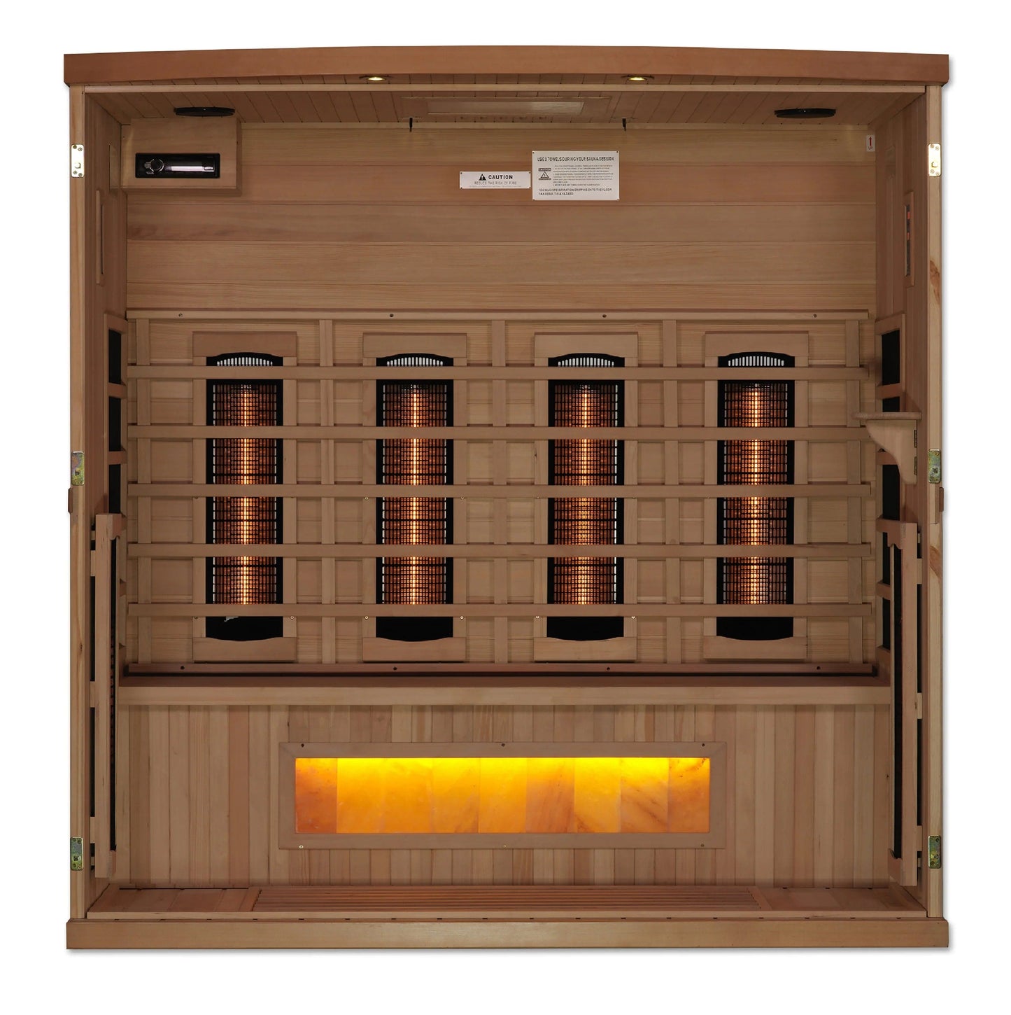 Golden Designs 4-Person Full Spectrum PureTech™ Near Zero EMF FAR Infrared Sauna with Himalayan Salt Bar (Canadian Hemlock) GDI-8040-02