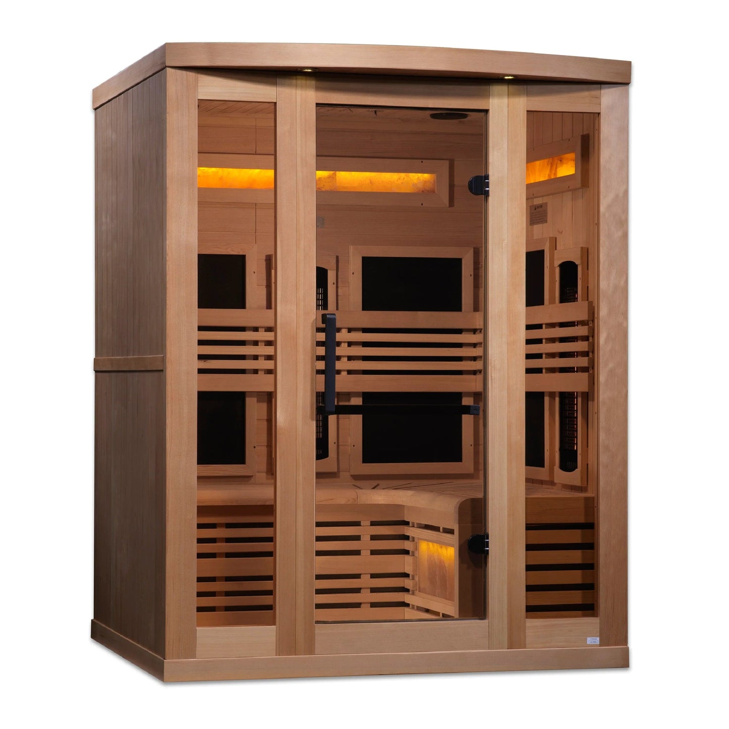 Golden Designs 3-Person Full Spectrum PureTech™ Near Zero EMF FAR Infrared Sauna with Himalayan Salt Bar (Canadian Hemlock) GDI-8230-01