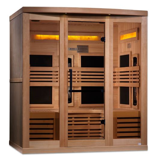 Golden Designs 6-Person Full Spectrum PureTech™ Near Zero EMF FAR Infrared Sauna with Himalayan Salt Bar (Canadian Hemlock) GDI-8260-01