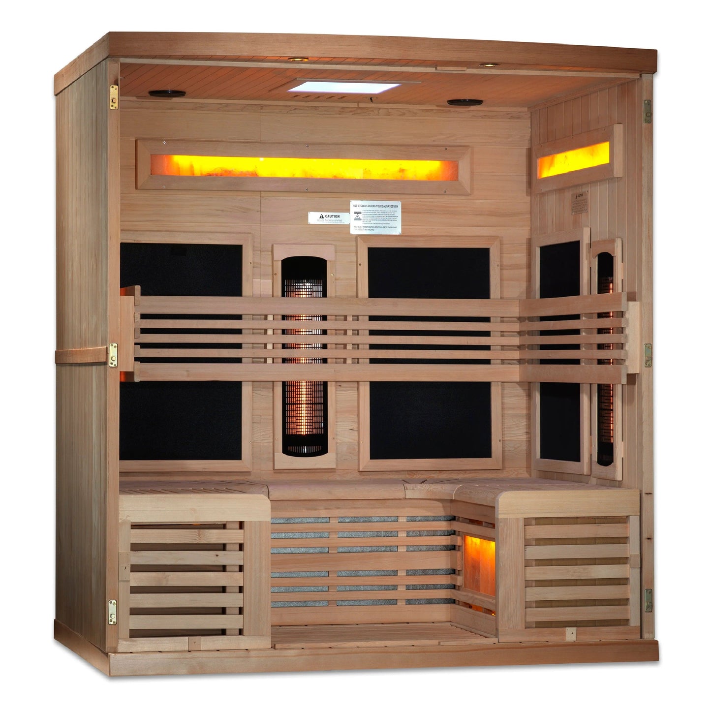 Golden Designs 6-Person Full Spectrum PureTech™ Near Zero EMF FAR Infrared Sauna with Himalayan Salt Bar (Canadian Hemlock) GDI-8260-01