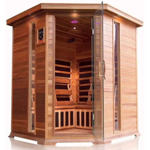 SunRay 4 Person Corner Cedar Sauna w/Carbon Heaters HL400KC Bristol Bay