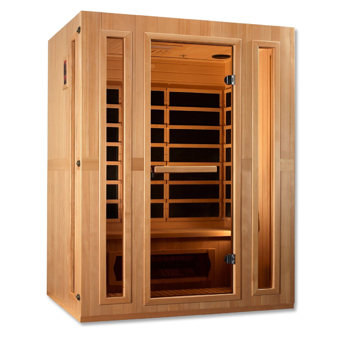 Golden Designs Maxxus 3-Person Corner Low EMF (Under 8MG) FAR Infrared Sauna (Canadian Hemlock) MX-LS3-01