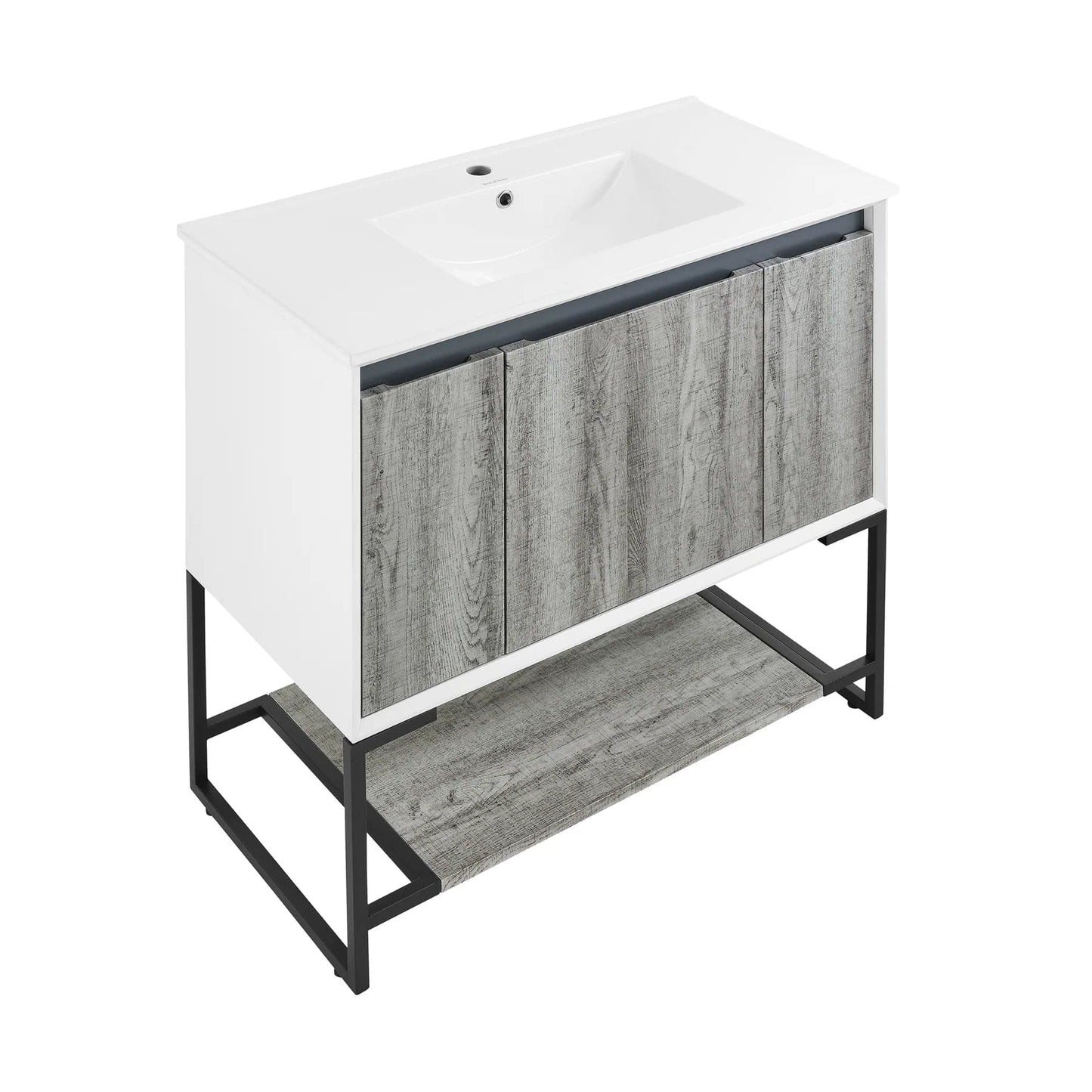 Swiss Madison Marseille 36 Single, Two Doors, One drawer, Open Shelf Bathroom Vanity