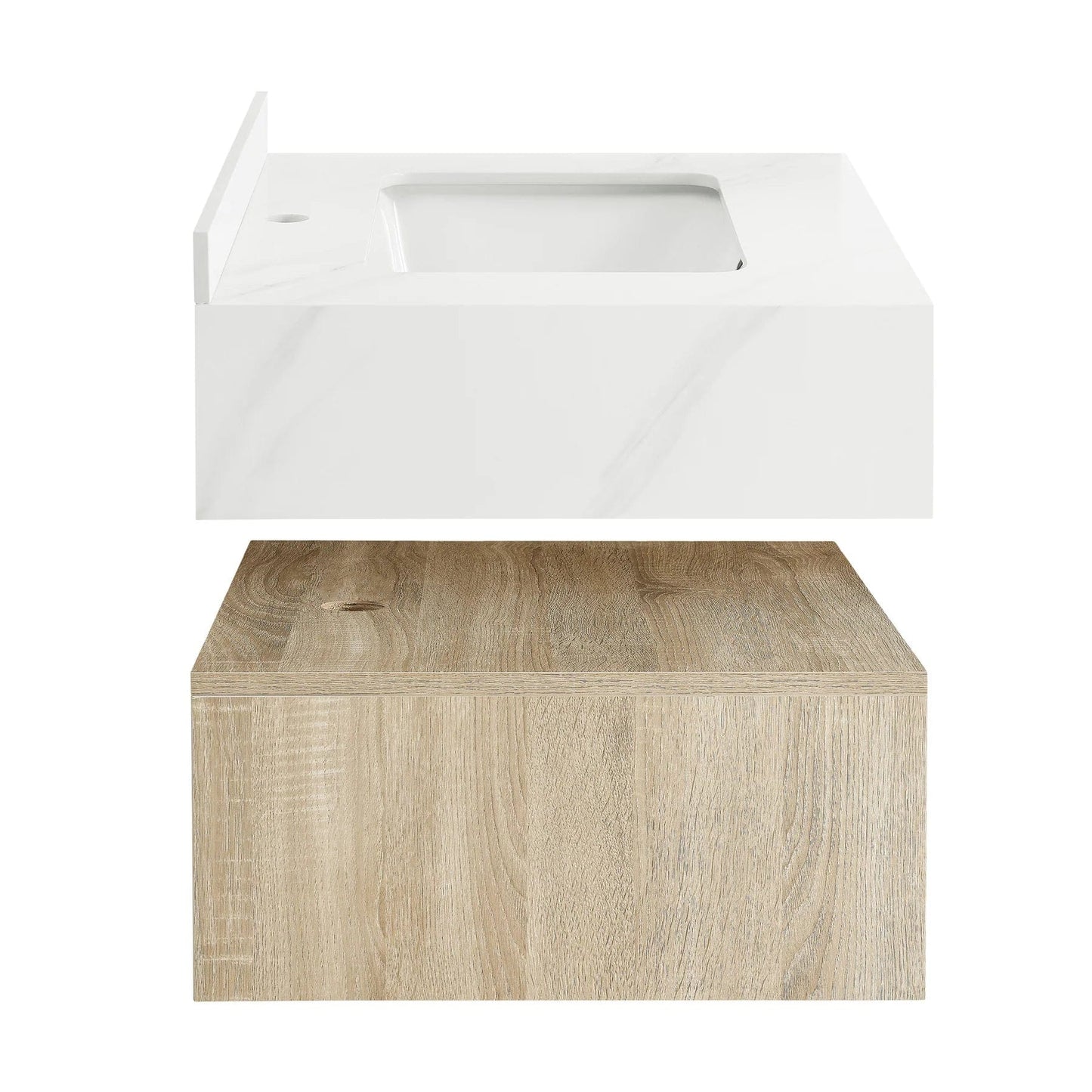 Swiss Madison Avancer 24" Wall-Mounted Bathroom Vanity in Calacatta and White Oak SM-BV700