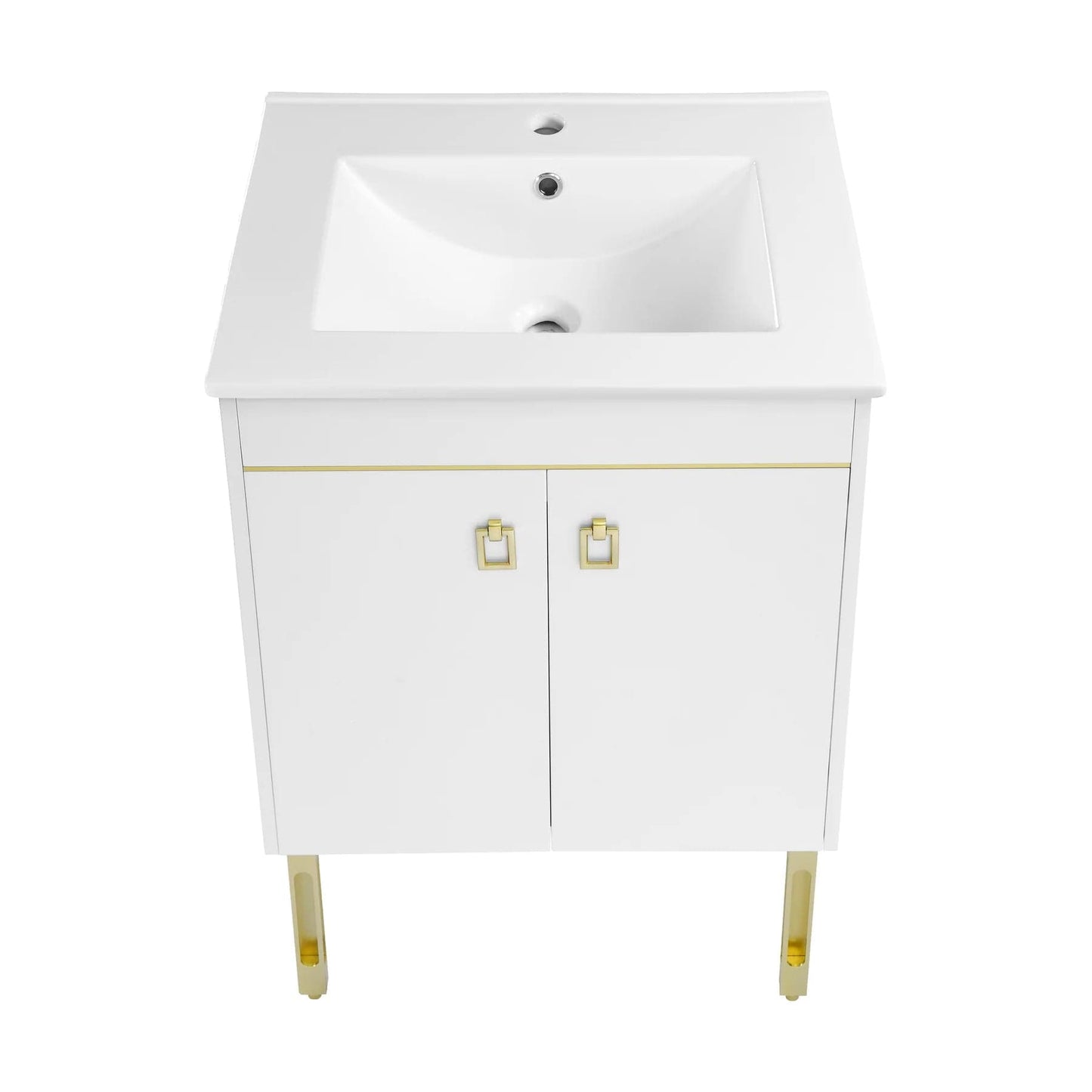 Swiss Madison Lumiere 24" Freestanding, Bathroom Vanity in Glossy White and Gold SM-BV710WG