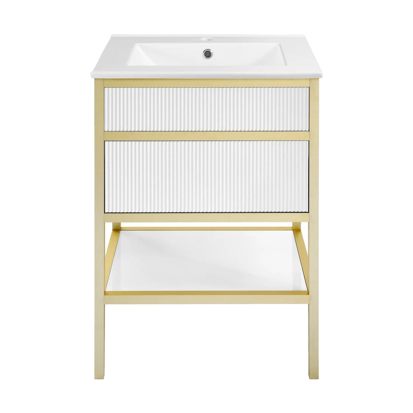 Swiss Madison Cache 24" Freestanding, Bathroom Vanity in White and Gold SM-BV901WG