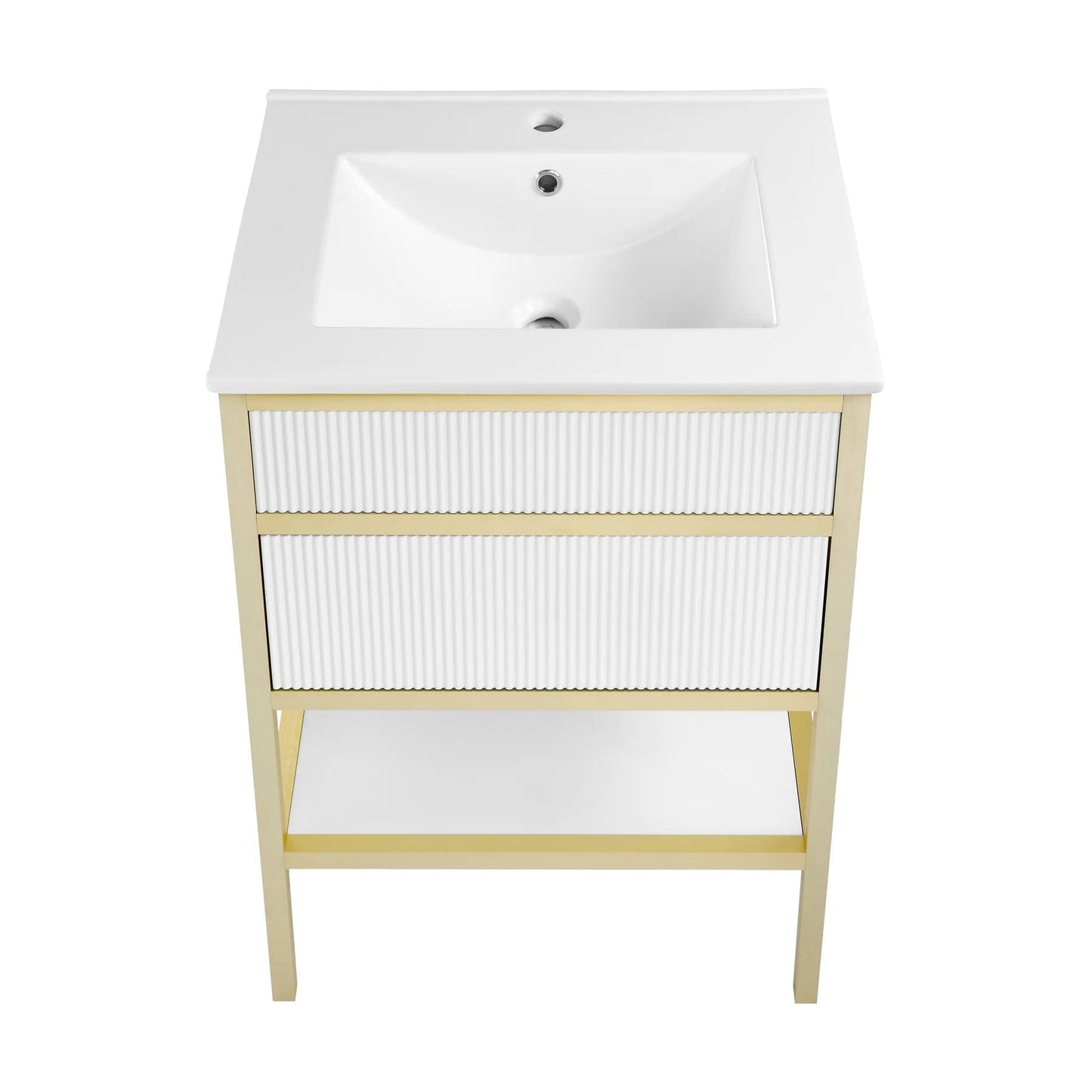 Swiss Madison Cache 24" Freestanding, Bathroom Vanity in White and Gold SM-BV901WG