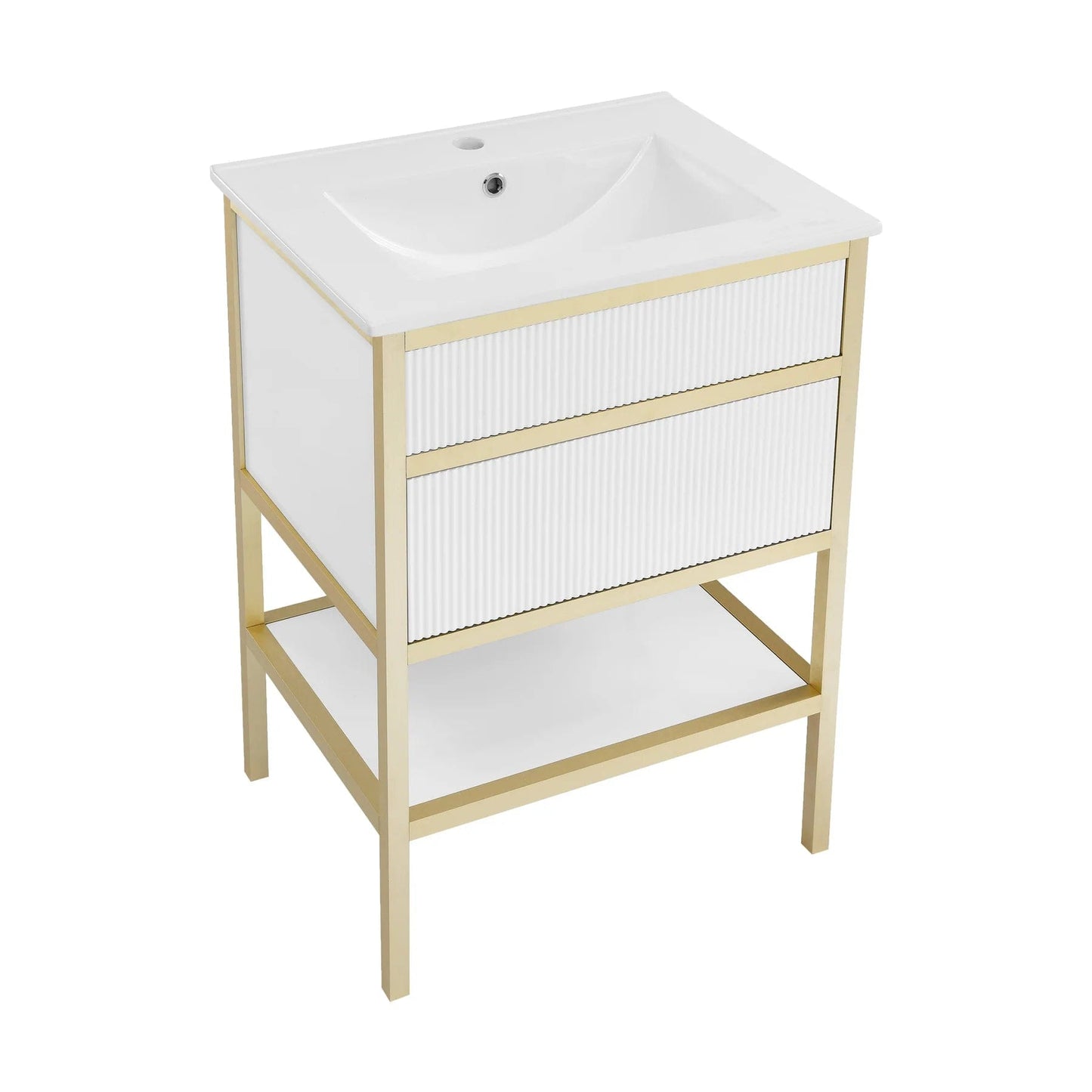 Swiss Madison Cache 24" Freestanding, Bathroom Vanity in White and Gold SM-BV901WG