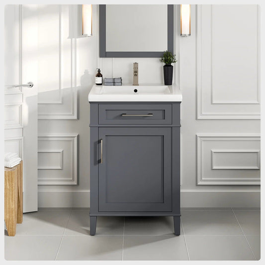 Eviva Garci 24 Inch Transitional Bathroom Vanity with Porcelain Top