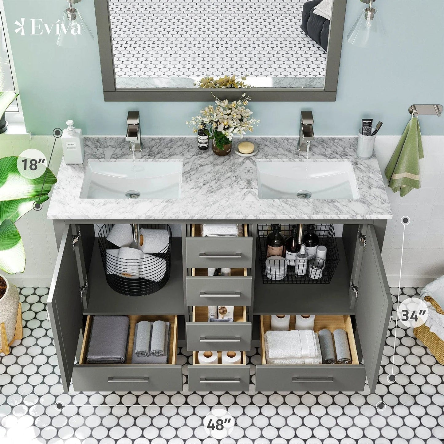 Eviva London 48" X 18" Transitional Bathroom Vanity