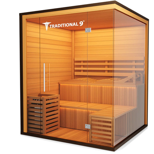 Medical Breakthrough Traditional 9 Plus Sauna - Glass Front & Left Wall / Reclining Bench & Side Bench