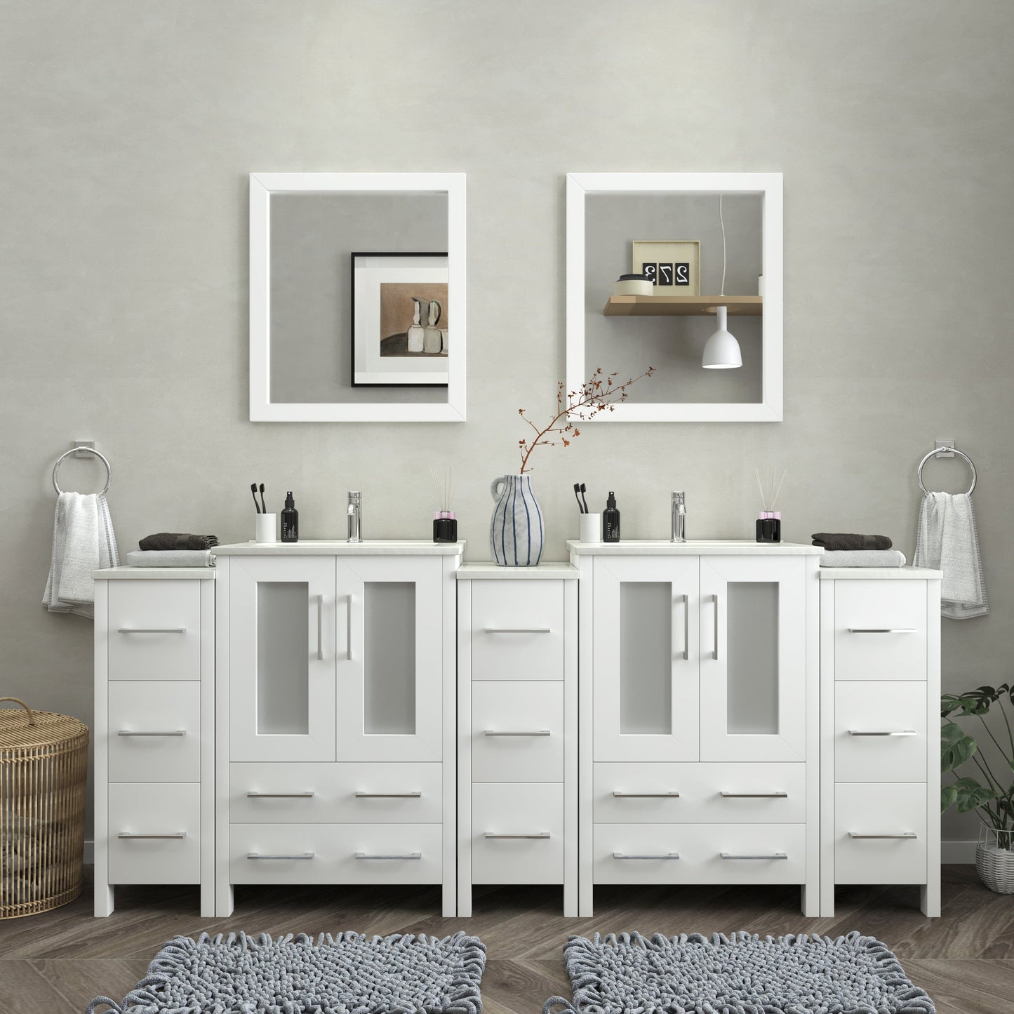 Vanity Art Brescia 84" Double Sink Bathroom Vanity Combo Set