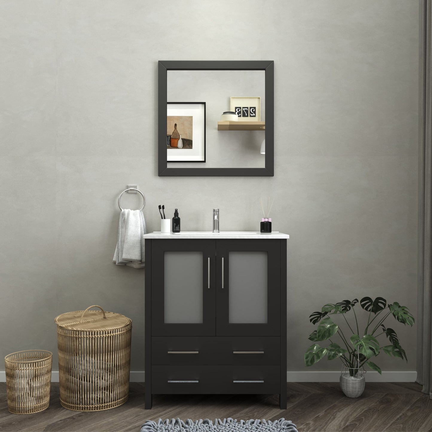 Vanity Art Brescia 30" Single Sink Bathroom Vanity Set and Mirror