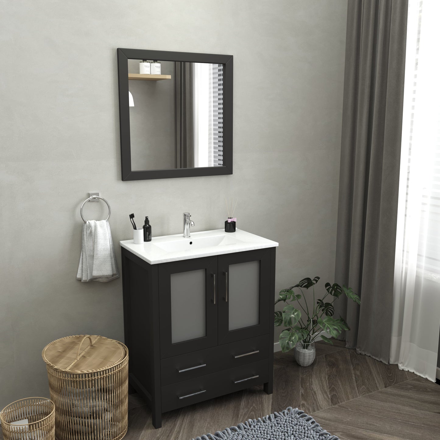 Vanity Art Brescia 30" Single Sink Bathroom Vanity Set and Mirror