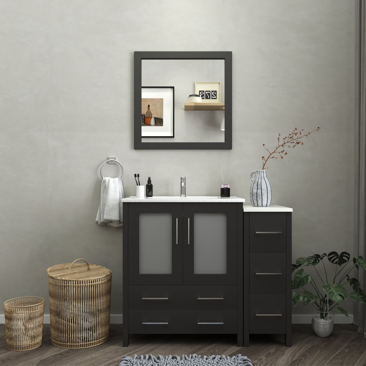 Vanity Art Brescia 42" Single Sink Bathroom Vanity Set and Mirror