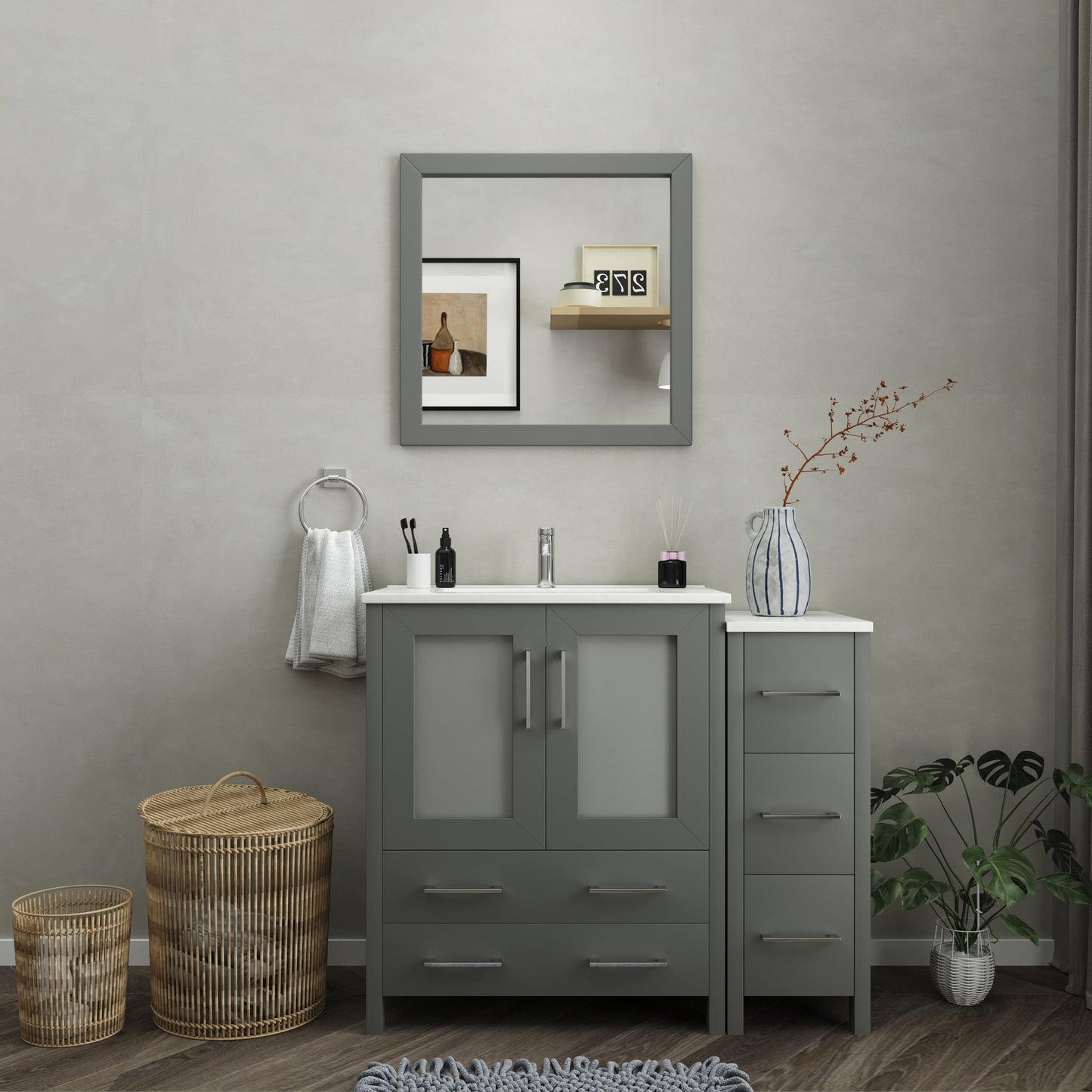 Vanity Art Brescia 42" Single Sink Bathroom Vanity Set and Mirror