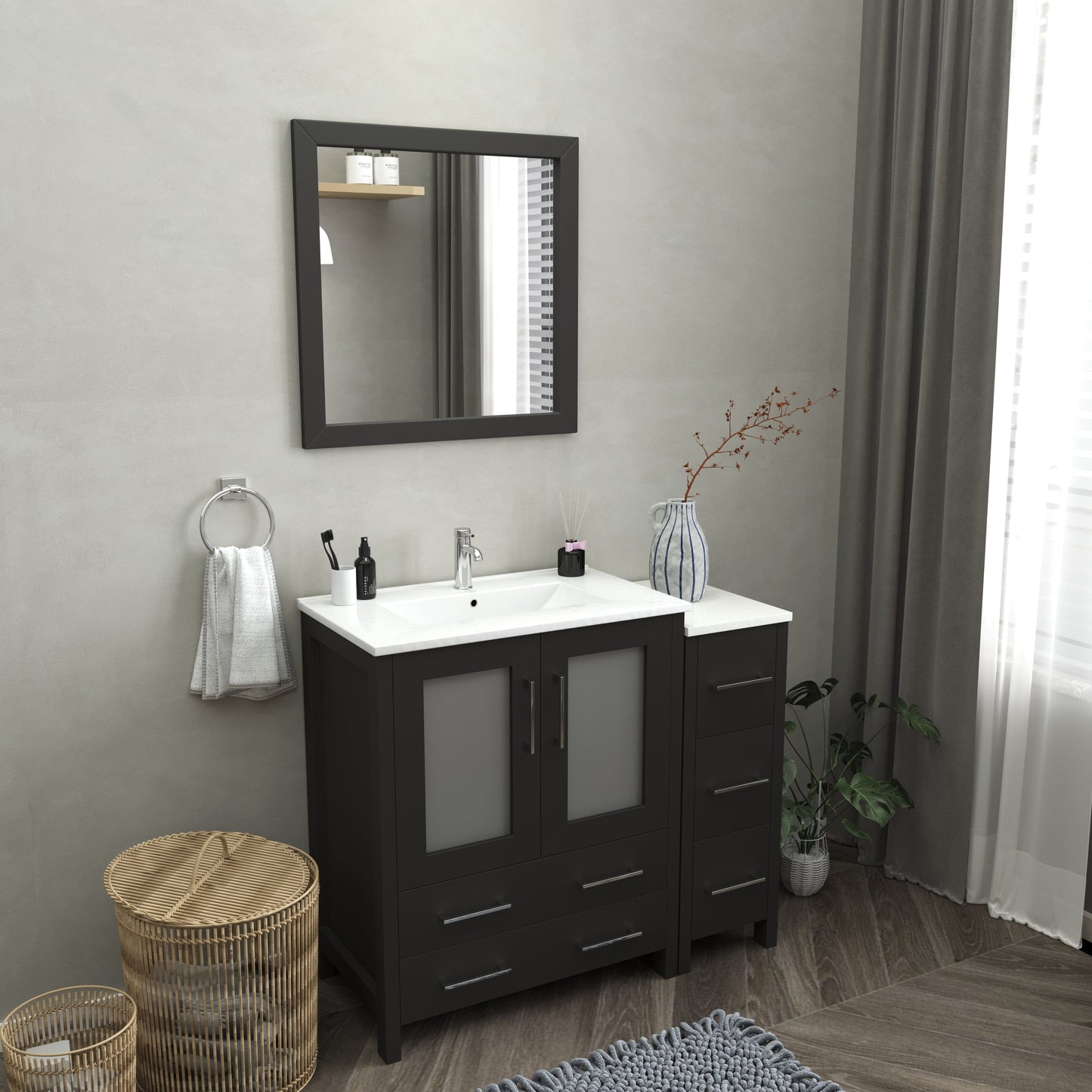 Vanity Art Brescia 42" Single Sink Bathroom Vanity Set and Mirror