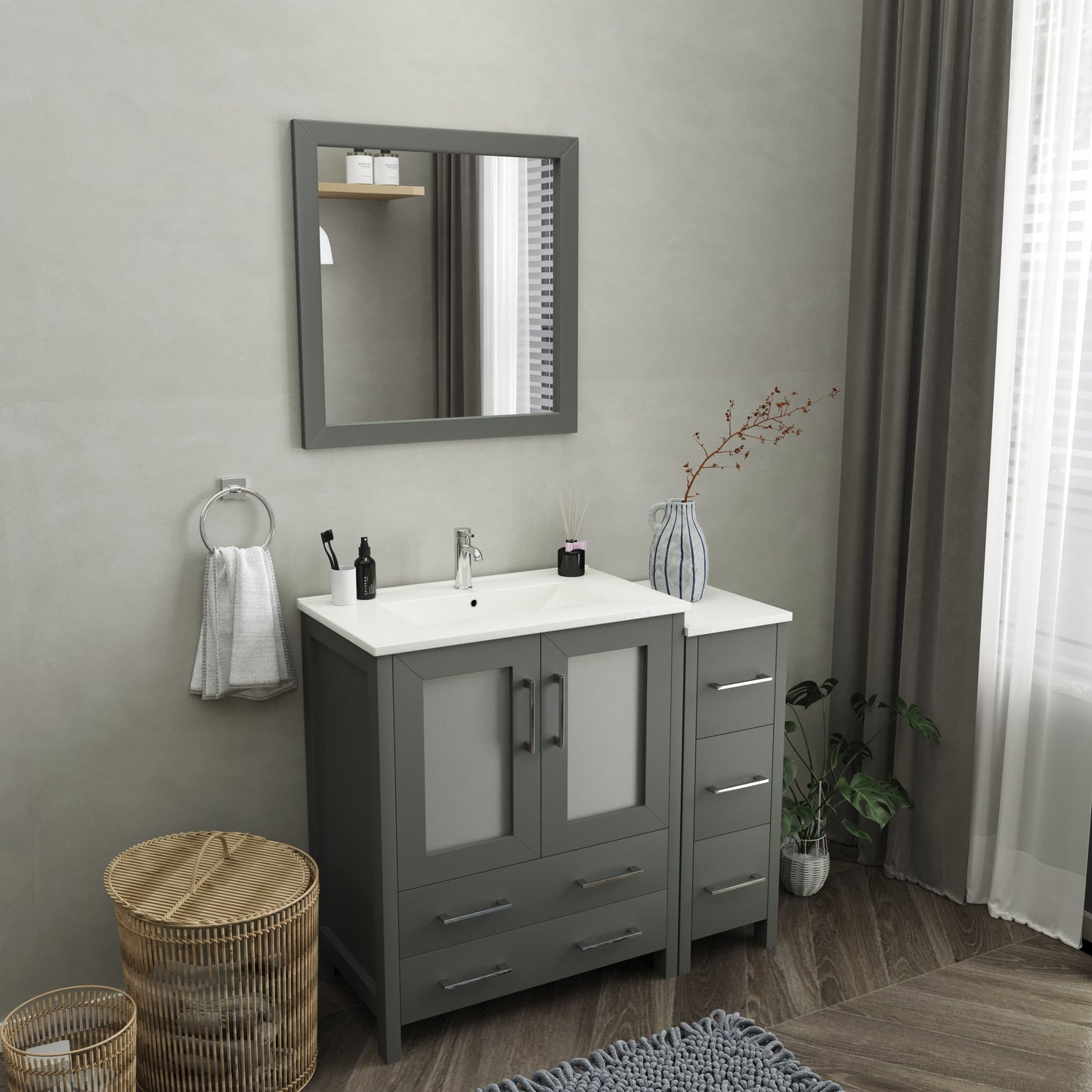 Vanity Art Brescia 42" Single Sink Bathroom Vanity Set and Mirror