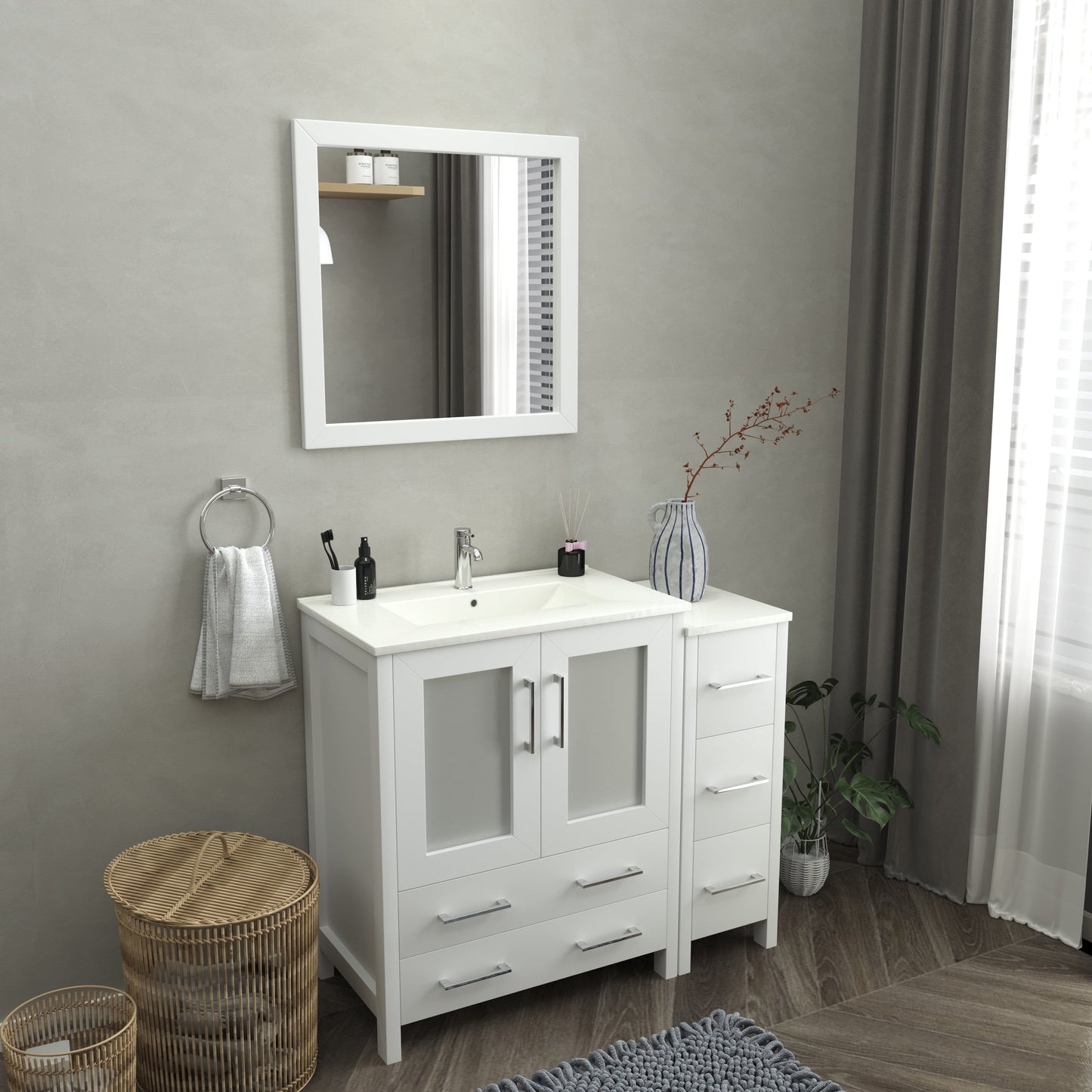 Vanity Art Brescia 42" Single Sink Bathroom Vanity Set and Mirror