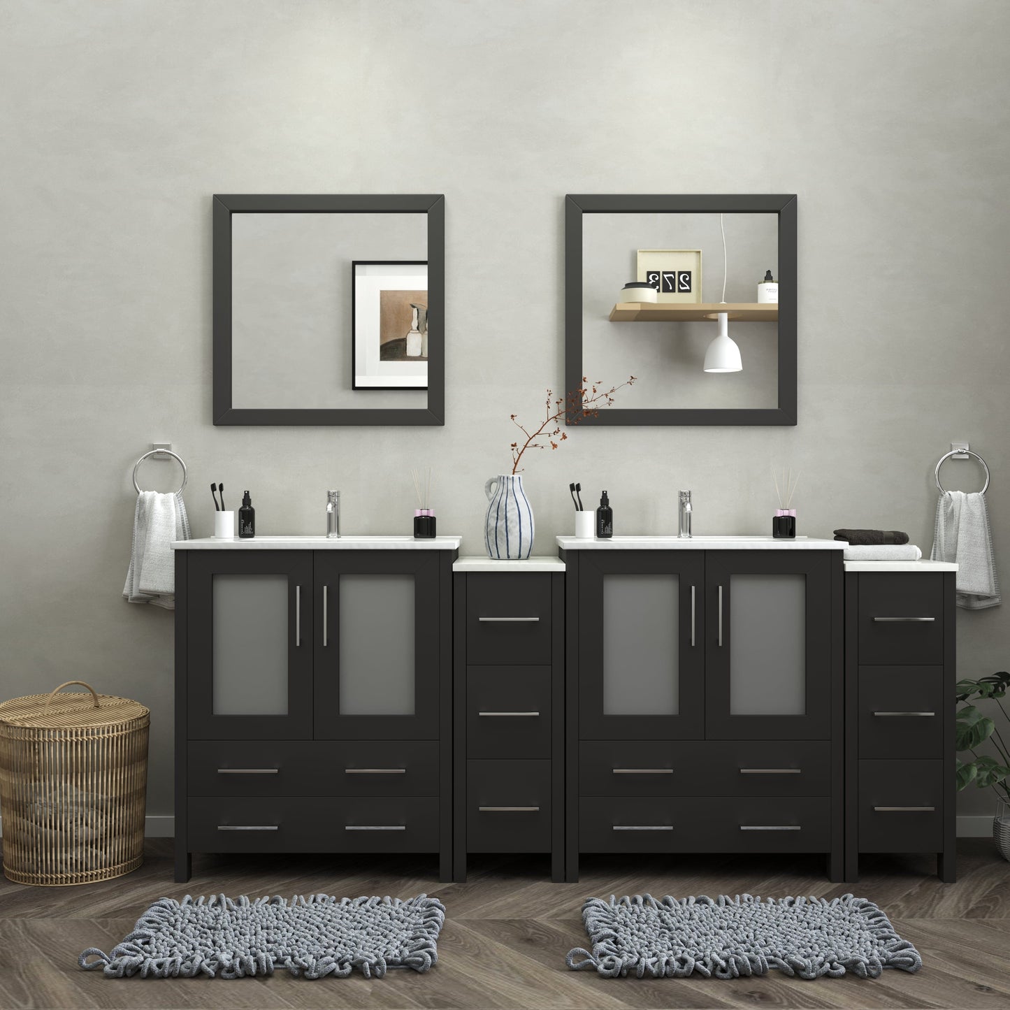 Vanity Art Brescia 84" Double Sink Modern Bathroom Vanity Set