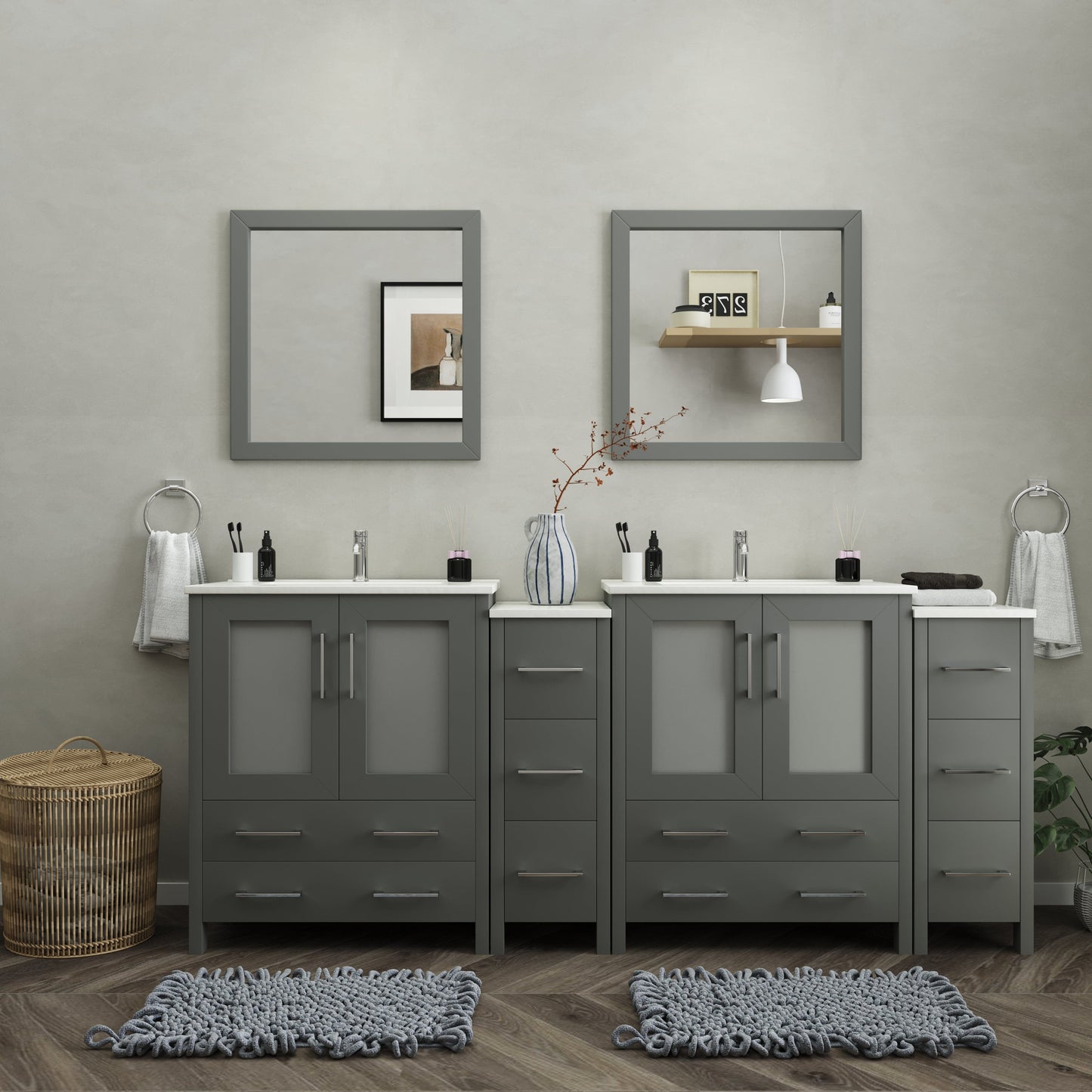 Vanity Art Brescia 84" Double Sink Modern Bathroom Vanity Set