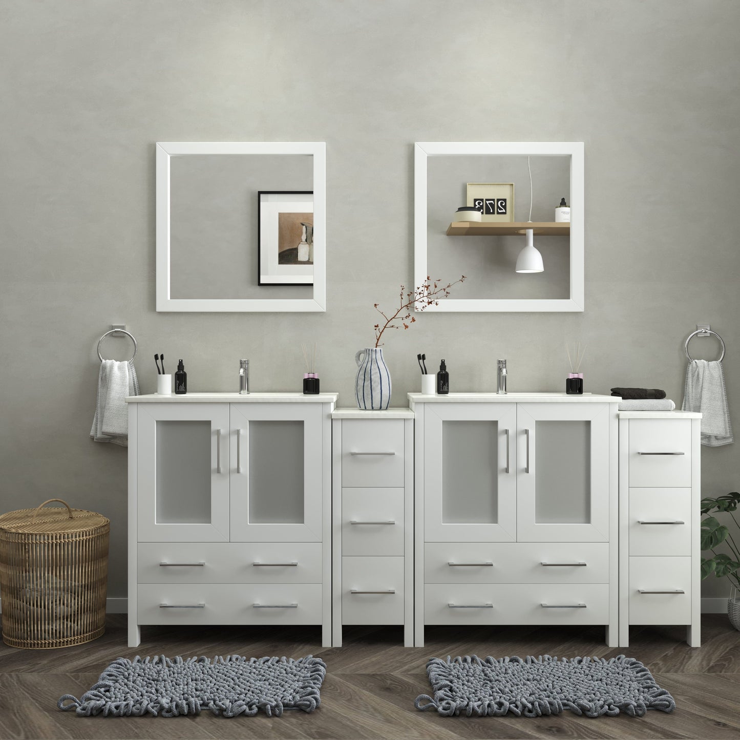 Vanity Art Brescia 84" Double Sink Modern Bathroom Vanity Set