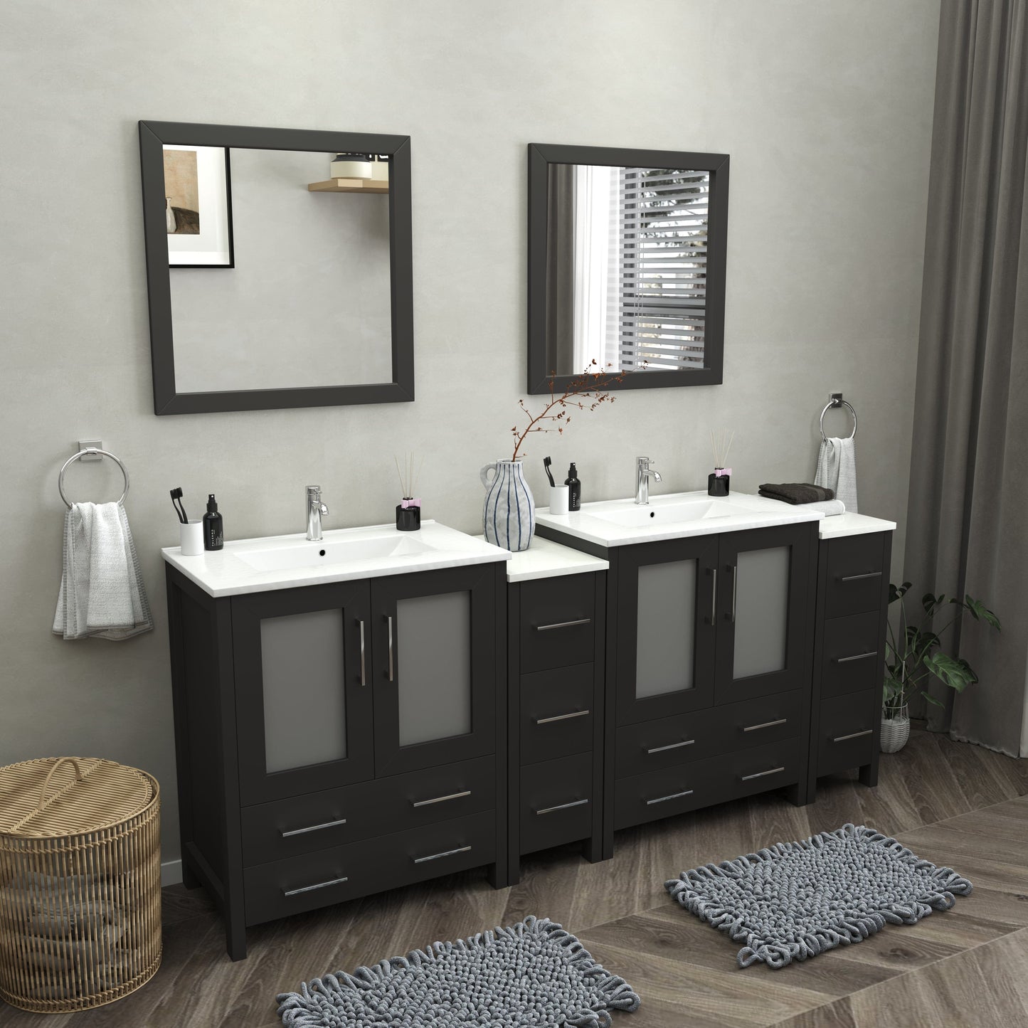 Vanity Art Brescia 84" Double Sink Modern Bathroom Vanity Set