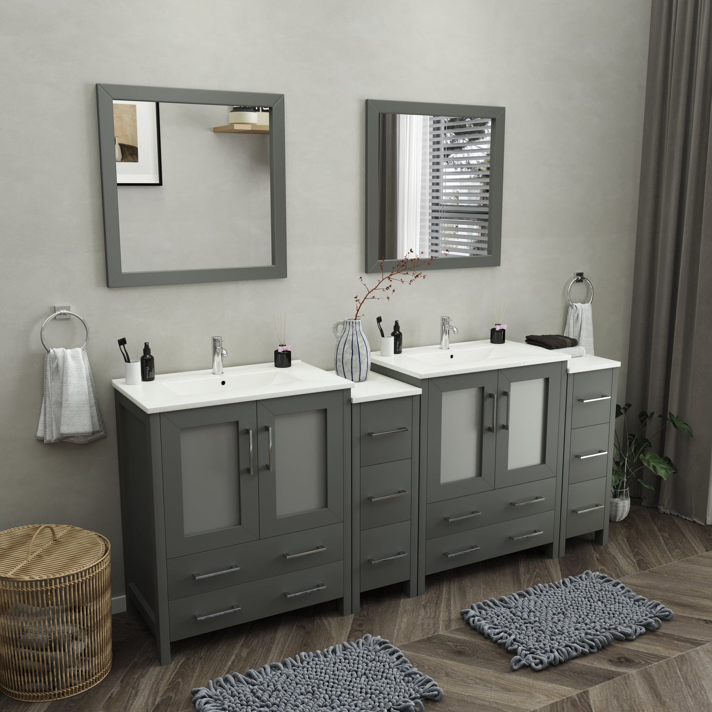 Vanity Art Brescia 84" Double Sink Modern Bathroom Vanity Set