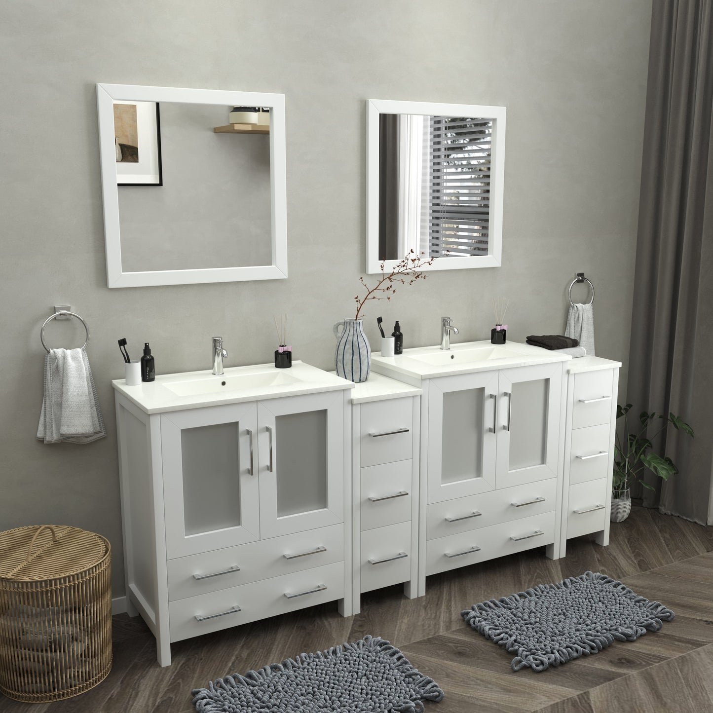 Vanity Art Brescia 84" Double Sink Modern Bathroom Vanity Set