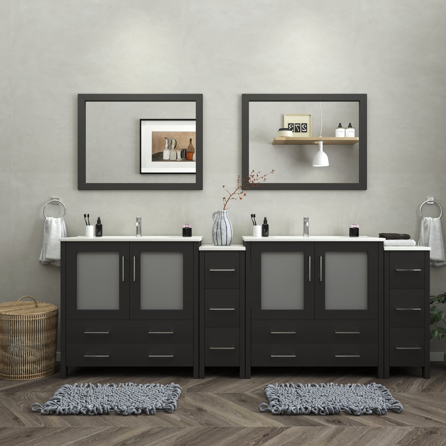 Vanity Art Brescia 96" Double Sink Modern Bathroom Vanity Set