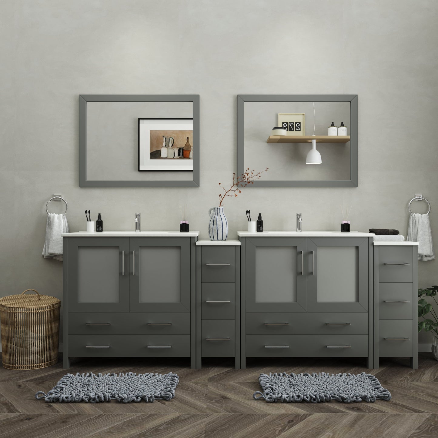 Vanity Art Brescia 96" Double Sink Modern Bathroom Vanity Set