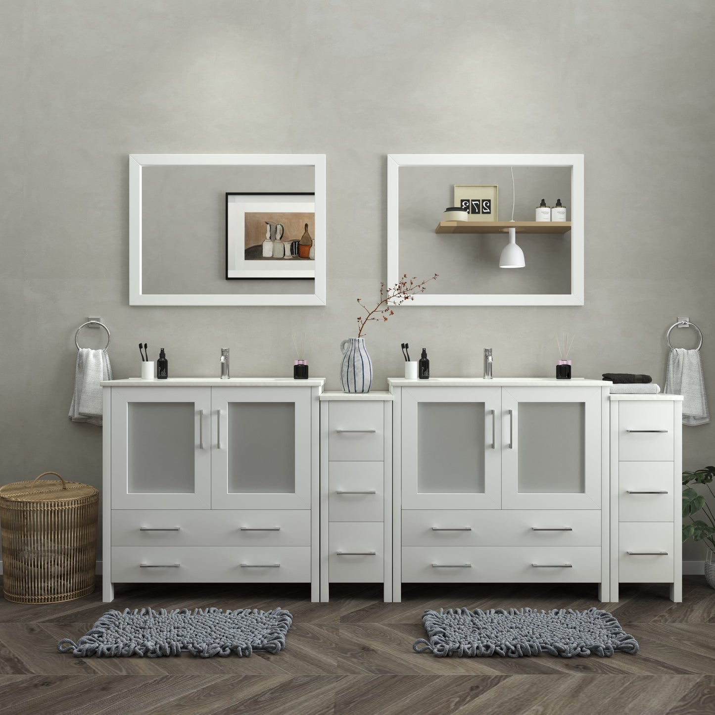 Vanity Art Brescia 96" Double Sink Modern Bathroom Vanity Set