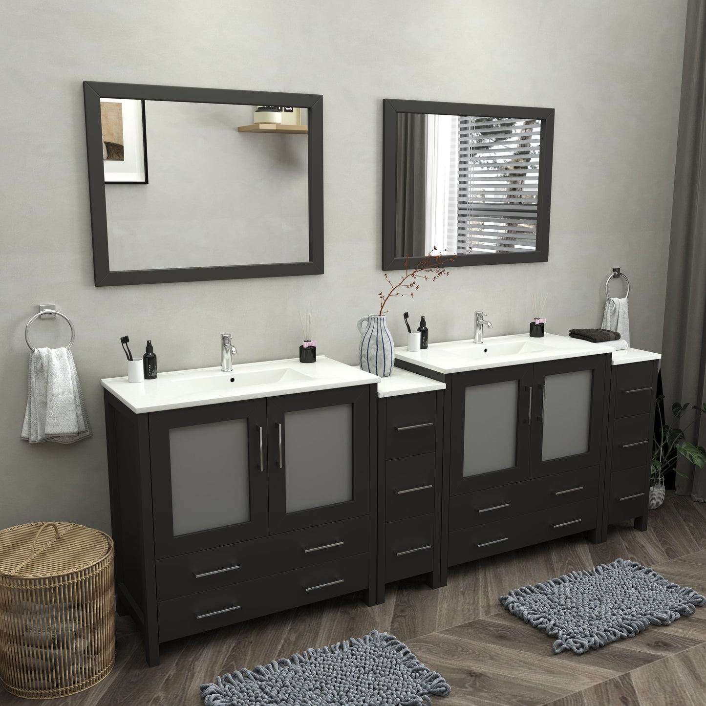 Vanity Art Brescia 96" Double Sink Modern Bathroom Vanity Set