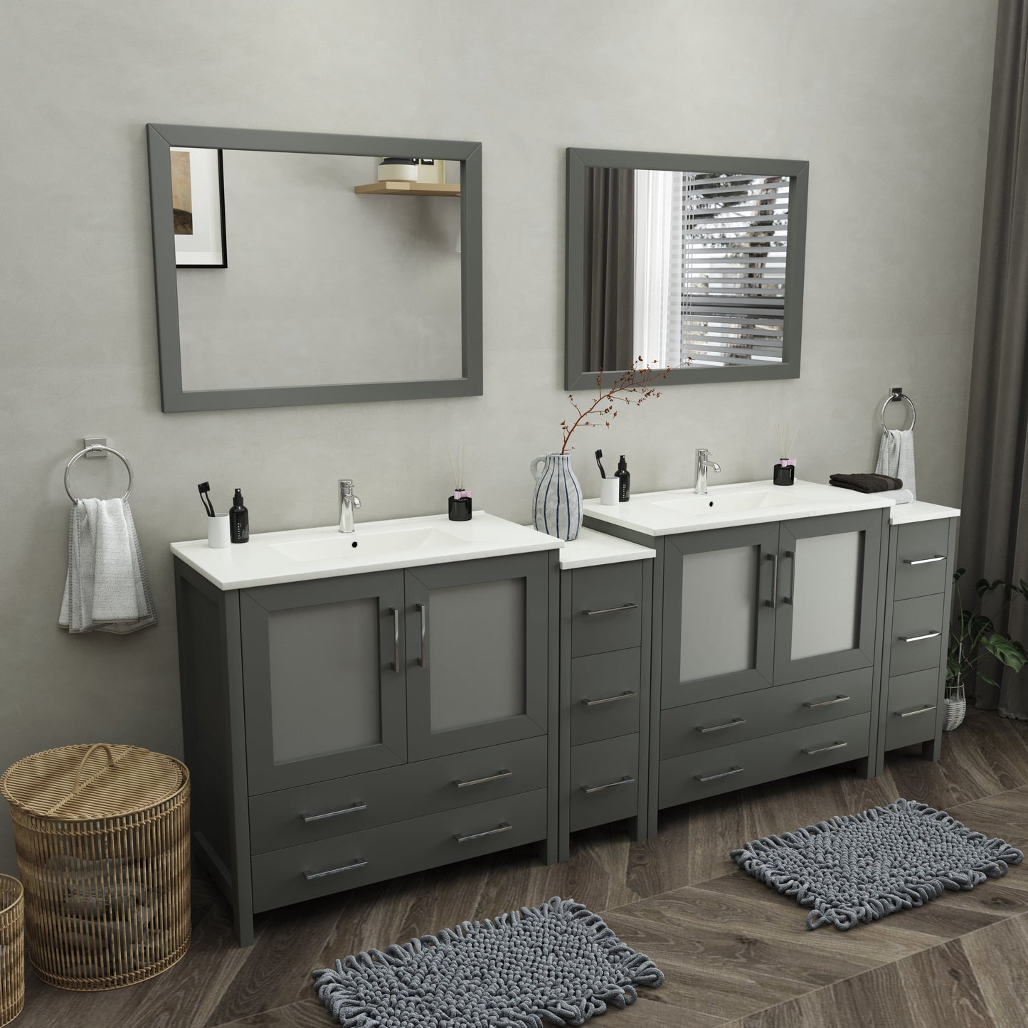 Vanity Art Brescia 96" Double Sink Modern Bathroom Vanity Set