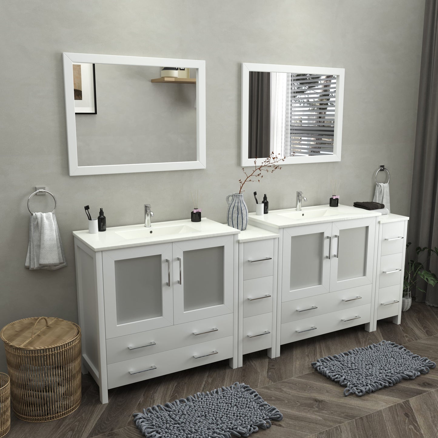 Vanity Art Brescia 96" Double Sink Modern Bathroom Vanity Set