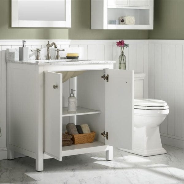 Legion Furniture 30" Sink Vanity Cabinet With Carrara White Top