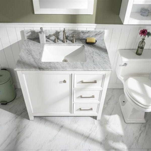 Legion Furniture 36" Sink Vanity Cabinet With Carrara White Top