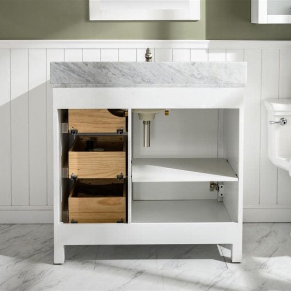 Legion Furniture 36" Sink Vanity Cabinet With Carrara White Top