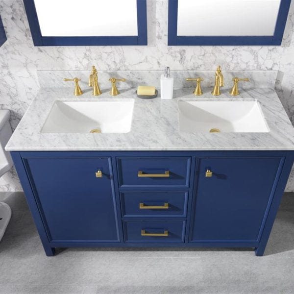 Legion Furniture 54" Double Sink Vanity Cabinet With Carrara White Top