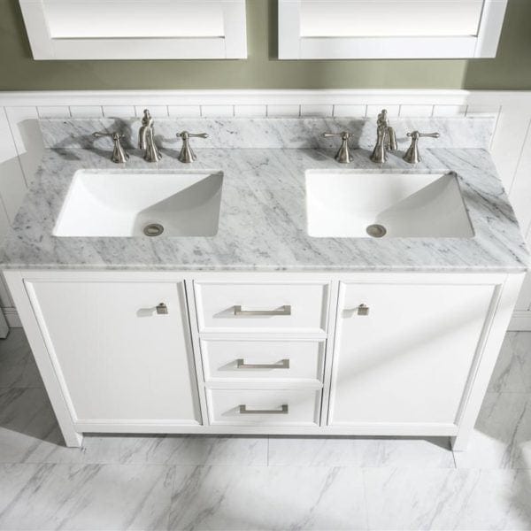 Legion Furniture 54" Double Sink Vanity Cabinet With Carrara White Top