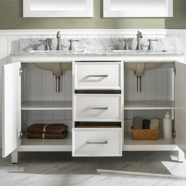 Legion Furniture 54" Double Sink Vanity Cabinet With Carrara White Top