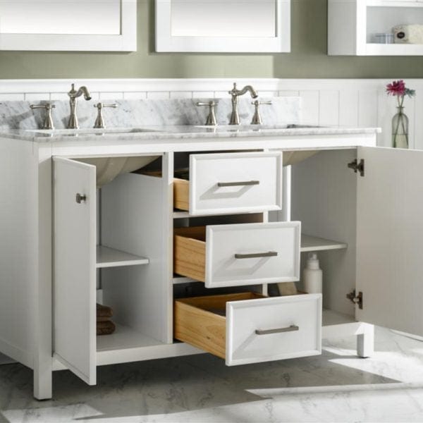 Legion Furniture 54" Double Sink Vanity Cabinet With Carrara White Top