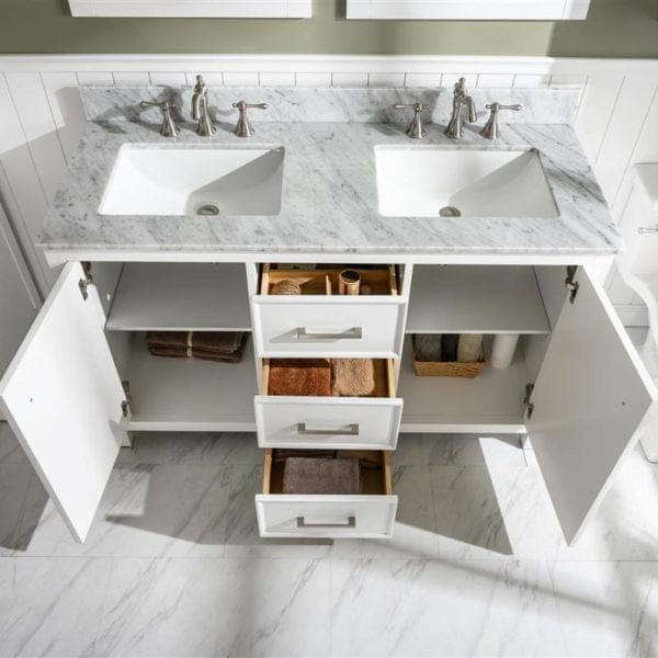 Legion Furniture 54" Double Sink Vanity Cabinet With Carrara White Top