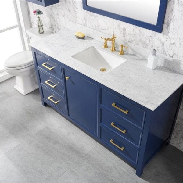 Legion Furniture 60" Single Sink Vanity Cabinet With Carrara White Top