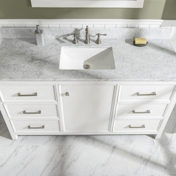 Legion Furniture 60" Single Sink Vanity Cabinet With Carrara White Top