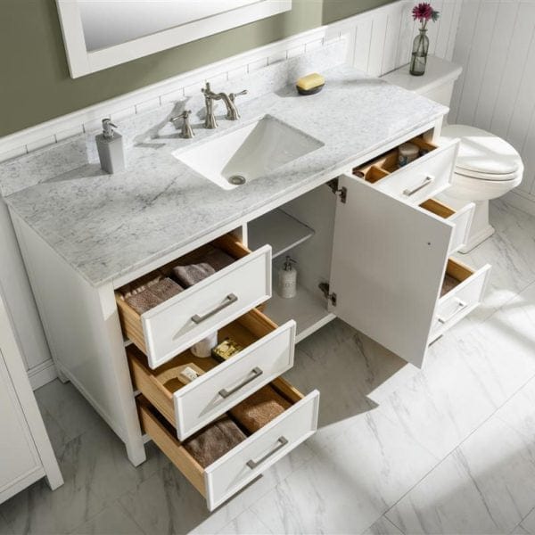 Legion Furniture 60" Single Sink Vanity Cabinet With Carrara White Top