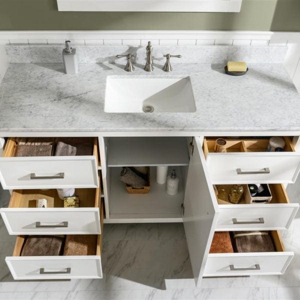 Legion Furniture 60" Single Sink Vanity Cabinet With Carrara White Top