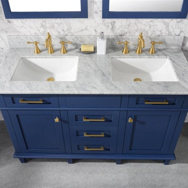 Legion Furniture 54" Double Sink Vanity Cabinet With Carrara White Top